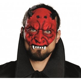 Demi masque diable adulte rouge