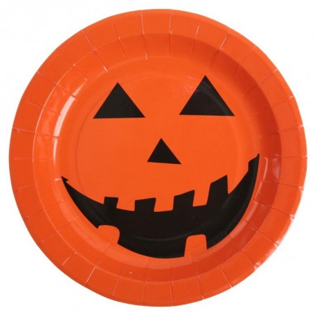 Assiette carton citrouille Halloween 22.5 cm les 10