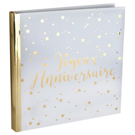 Livre d'or Joyeux anniversaire blanc et or