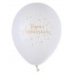 Ballons Joyeux anniversaire blancs et or 23 cm les 8