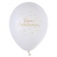 Ballon Joyeux anniversaire blanc et or 23 cm les 8