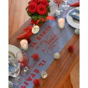 Chemin de table de Noël bleu et rouge tissu 3 M