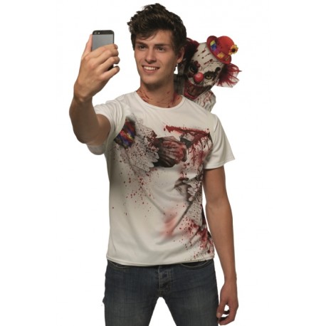 Déguisement T-Shirt Selfie clown effrayant adulte