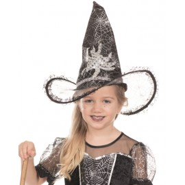 Chapeau sorcière noir fille avec araignée Halloween