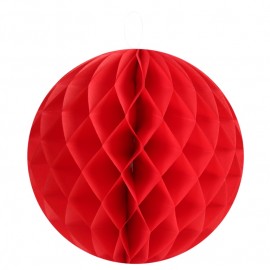 Boule papier alvéolé rouge 20 cm les 2