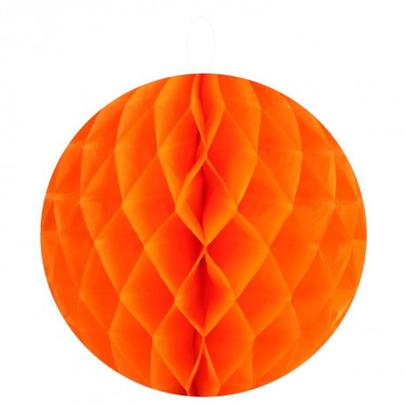 Boule papier alvéolé orange 20 cm les 2