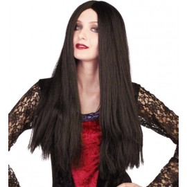 Perruque longue noire femme Halloween