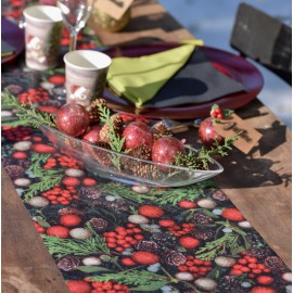 Chemin de table houx de Noël intissé 5 M Chemin de table houx de Noël intissé 5 M