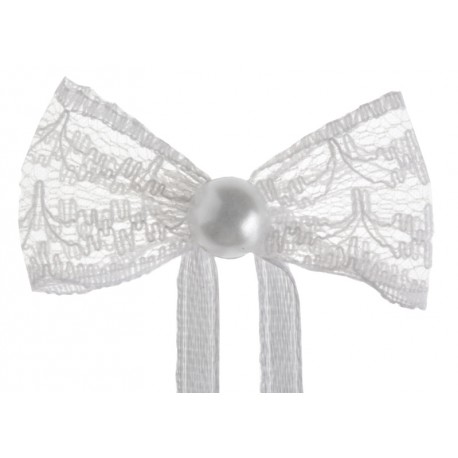 Mini noeud dentelle blanche les 10