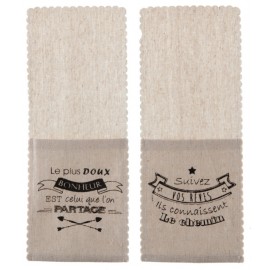 Pochettes à couverts et serviette citation les 4