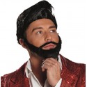 Perruque noire homme avec barbe luxe