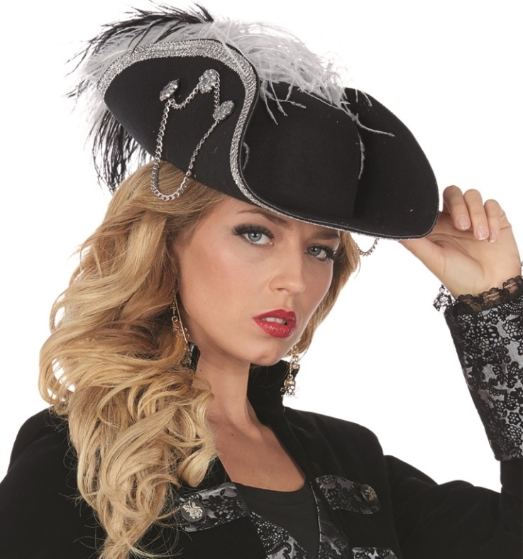 Chapeau De Pirate Noir Gurimotex – Tour De Tête 56 Cm, Parfait Pour Carnaval Et Soirées Déguisées