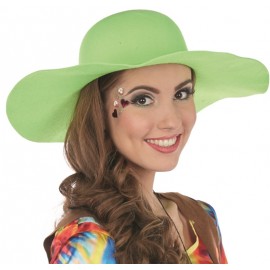 Chapeau hippie fluo vert femme