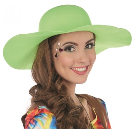 Chapeau hippie fluo vert femme