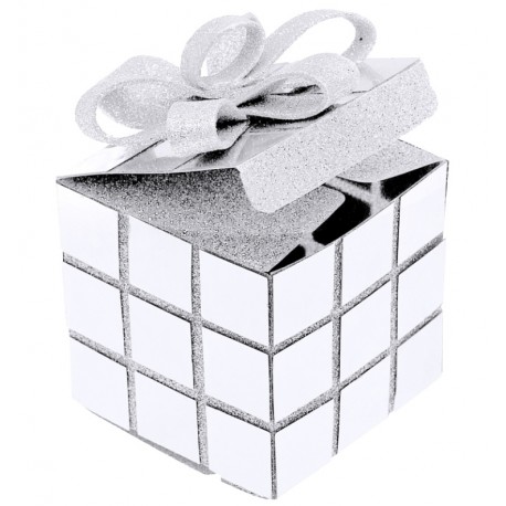 Boîte cube de Noël blanc