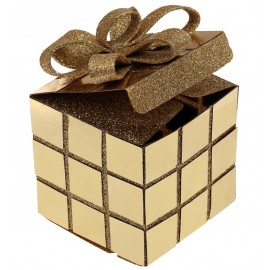 Boîte cube de Noël or