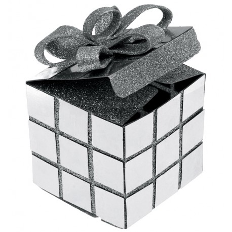 Boîte cube de Noël argent