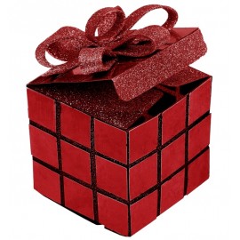 Boîte cube de Noël rouge