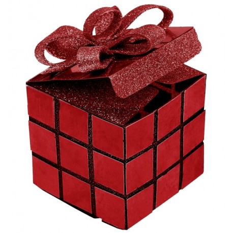 Boîte cube de Noël rouge