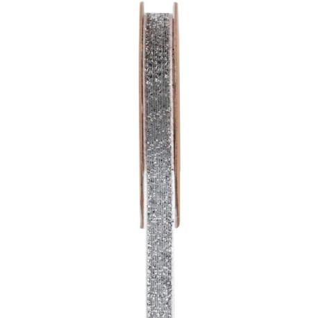 Ruban velours argent pailleté autocollant 10 mm x 1 M