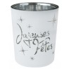 Photophores joyeuses fêtes blancs en verre les 12
