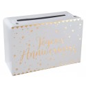 Tirelire valise Joyeux anniversaire or en carton 24 cm