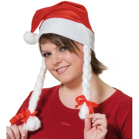 Bonnet de Mère Noël avec Nattes