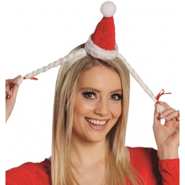 Mini bonnet de Mère Noël avec tresses adulte