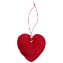 Coeurs décoratifs fausse fourrure rouge 7.5 cm les 2
