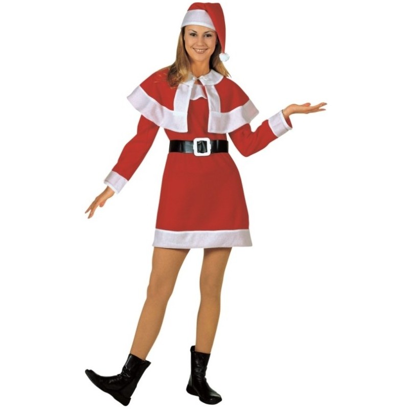 Déguisement Mère Noël Femme - Robe, Chapeau Et Ceinture Avec Pompons