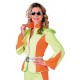 Déguisement disco fluo vert et orange femme luxe