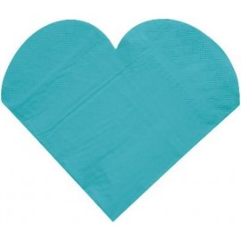 Serviettes de Table Coeur Turquoise les 20 - Serviette papier