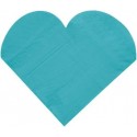 Serviettes de Table Coeur Turquoise les 20 - Serviette papier