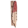 Plumes en bois pailleté rouge sur pince les 8