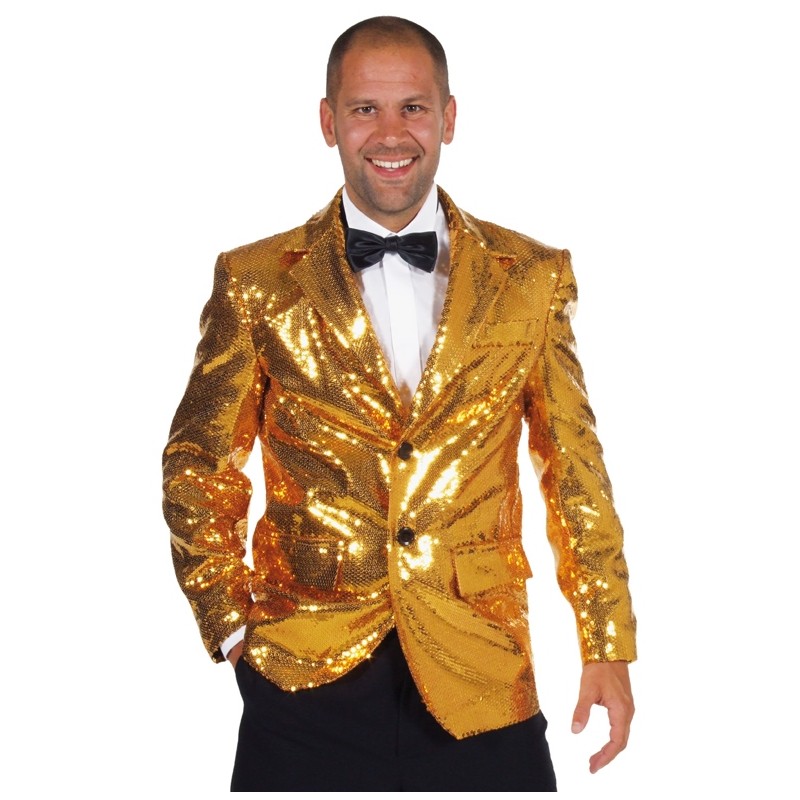 Déguisement Veste paillettes sequin or homme : Veste Or Veste Costume