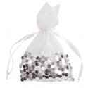 Sachets blancs à paillettes sequin 22 cm les 4