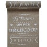 Chemin de table Je t'aime naturel en tissu 3 M