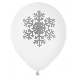 Ballon Flocon de Neige Blanc Argent 23 cm les 8