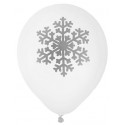 Ballons Flocon de neige blanc argent 23 cm les 8