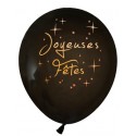 Ballons Joyeuses Fêtes Noir Or 23 cm les 8