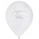 Ballons Joyeuses Fêtes blanc argent 23 cm les 8