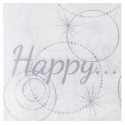 Serviettes de table Happy blanches et argent papier les 20