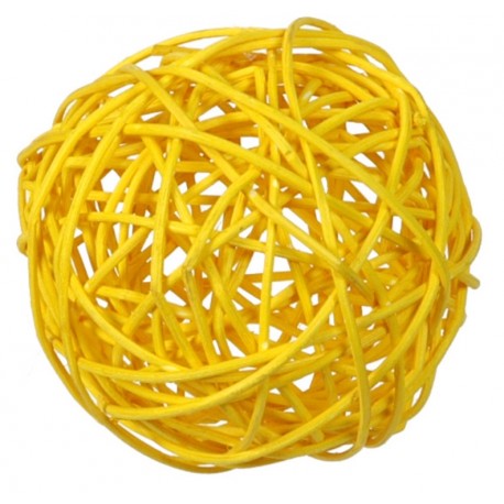 Boule rotin jaune 9 cm les 4