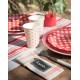 Serviette de table tradition rouge papier les 20