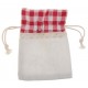 Sachet à dragées coton naturel et vichy rouge les 4