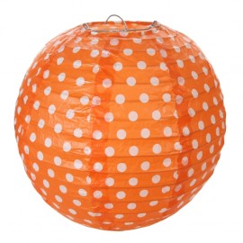 Lanterne boule chinoise orange à pois 20 cm les 2