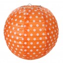 Lanternes boule papier orange à pois 20 cm les 2