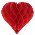 Coeurs en papier alvéolé rouge 29 cm les 2