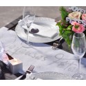 Chemin de table Joyeuses Fêtes blanc et argent 5 M