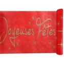 Chemin de table Joyeuses Fêtes rouge et or 5 M